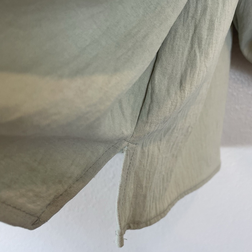 Oddi Sage Green Bubble Sleeve Blouse Boatneck Drapey Womens Size 1X - Picture 6 of 7